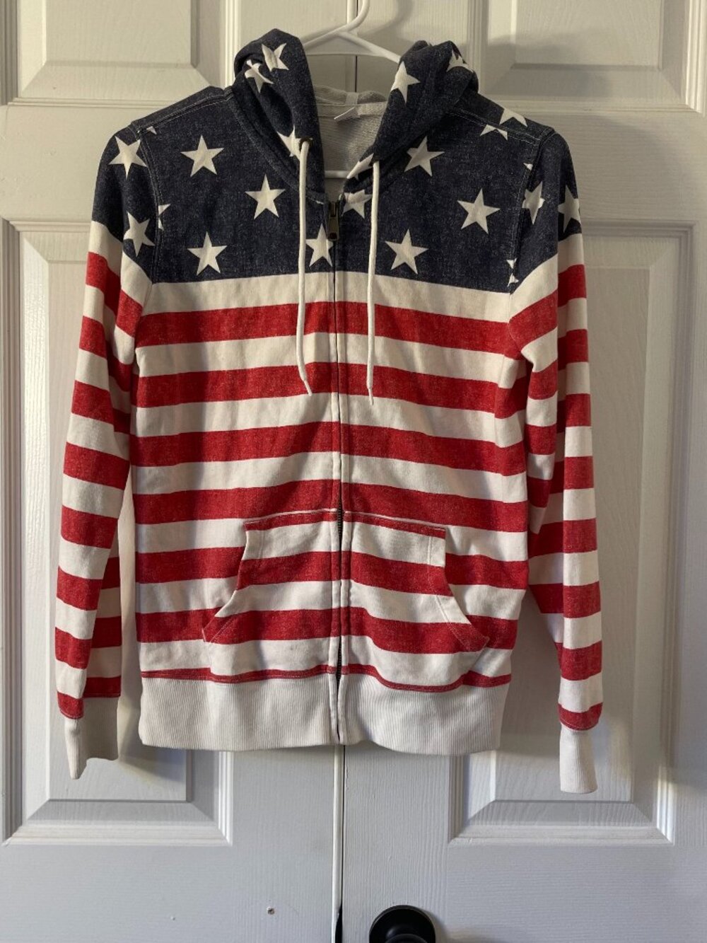 Old Navy XS American Flag Stars Stripes Full Zip Hoodie Americana